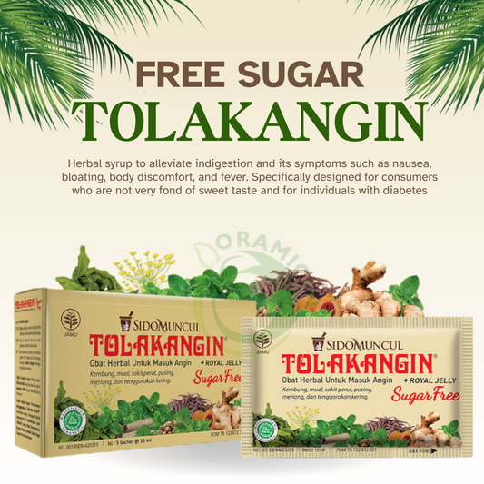 TOLAKANGIN SUGAR FREE Herbal Syrup Tolak Angin 1 Box (5 Sachets)