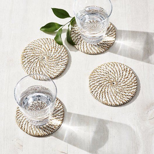 KUTA White Natural Rattan Placemate / Coaster